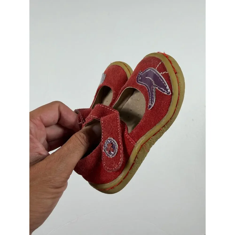 Livie & Luca Pio Pio Red Suede Bird Mary Jane Shoes Toddler Size 4